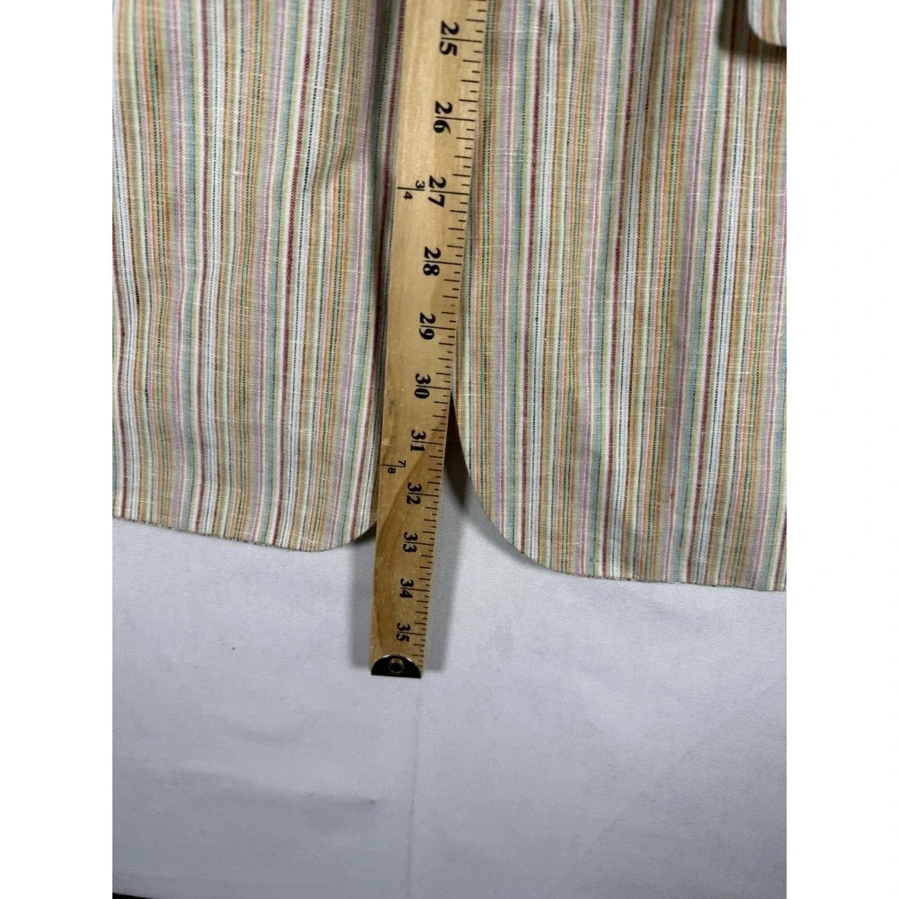 Haspel Sports Coat Men's 40R 100% Linen 3-Button Blazer Multicolor Stripe